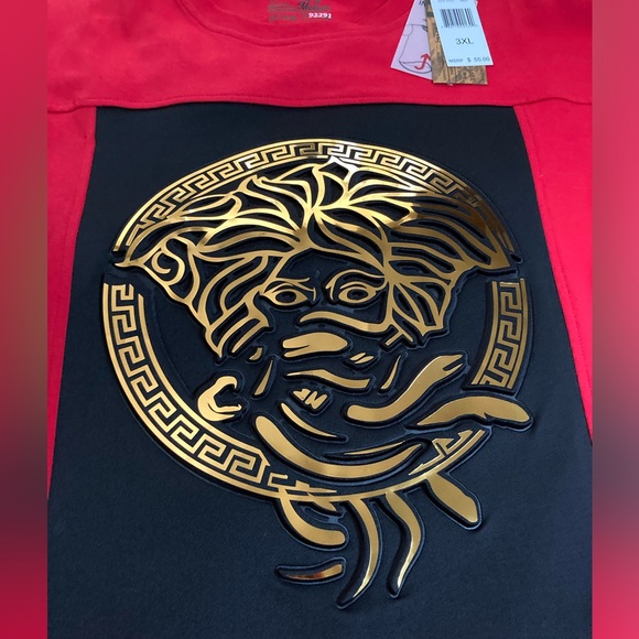 Men's Bleecker & Mercer T-Shirt, Red with raised Medusa Head emblem, Size 3XL - Picture 6 of 8